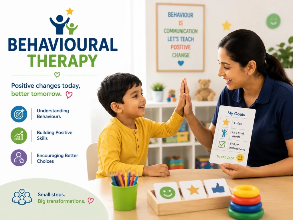 Therapist high-fiving a child during a behavioural therapy session