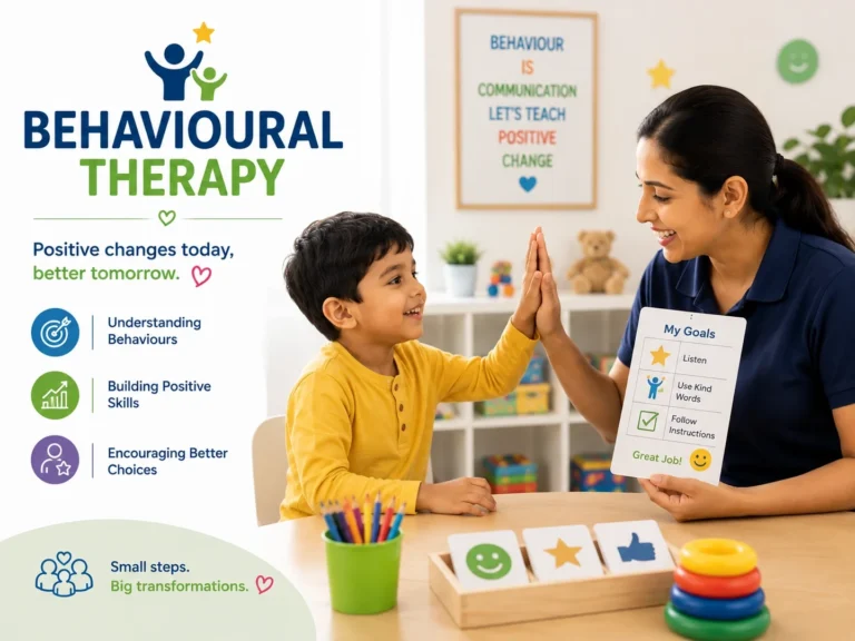 Therapist high-fiving a child during a behavioural therapy session